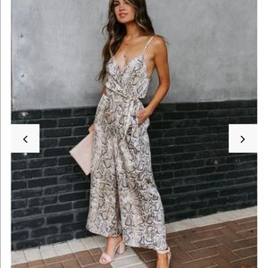Satin snake print jumpsuit